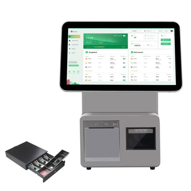 Cash Register 15.6inch Pos Hardware Software Dual Touch Screen POS Retail Terminal All in One Android System with 58mm Printer