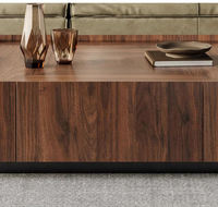 Table basse carrée minimaliste en bois avec tiroir de rangement pour salon et salle de séjour