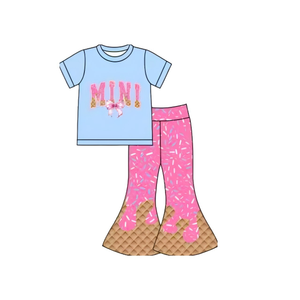 Conjunto de 2 Piezas de Ropa para Niñas RTS Boutique MINI Ice Cream Drip, Camiseta y Pantalones Acampanados, Ropa Infantil al por Mayor, Ropa para Bebés - Product Image 3