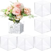 Vase carré en acrylique transparent, forme cube, pièce maîtresse décorative pour mariage, maison, bureau, décoration florale