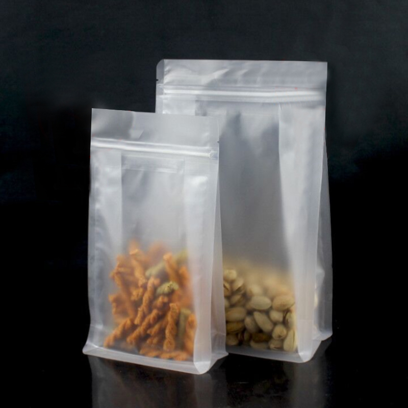 Matte edible transparent OPP packaging bag candy flat bottom stand up pouch for snack food packing ziplock bags