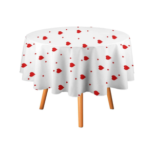 Red Heartin Printed Sustainable Handmade 100% Cotton Embroidered <b>Blue</b> 8ft Tablecloth for Elegant Dining Eco Friendly Gatherings - Product Image 1