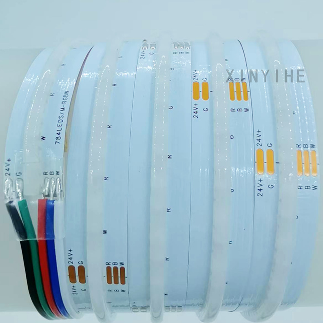 COB LED Strip Light 24V 12mm Width 784Leds/m RGB IP20 Ra80 Remote/Wi-Fi Dimmable for Staircase/Interior/Corridor Lighting