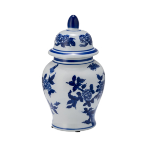 Vaso in Ceramica con Motivo Floreale Blu, Decorazione Tradizionale per Soggiorno e Casa - Product Image 1