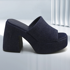 CHICKITA Block Heel Platform Mules Spin One-Band Platform Sandals AZUL VAQUERO on dating - Product Image 3