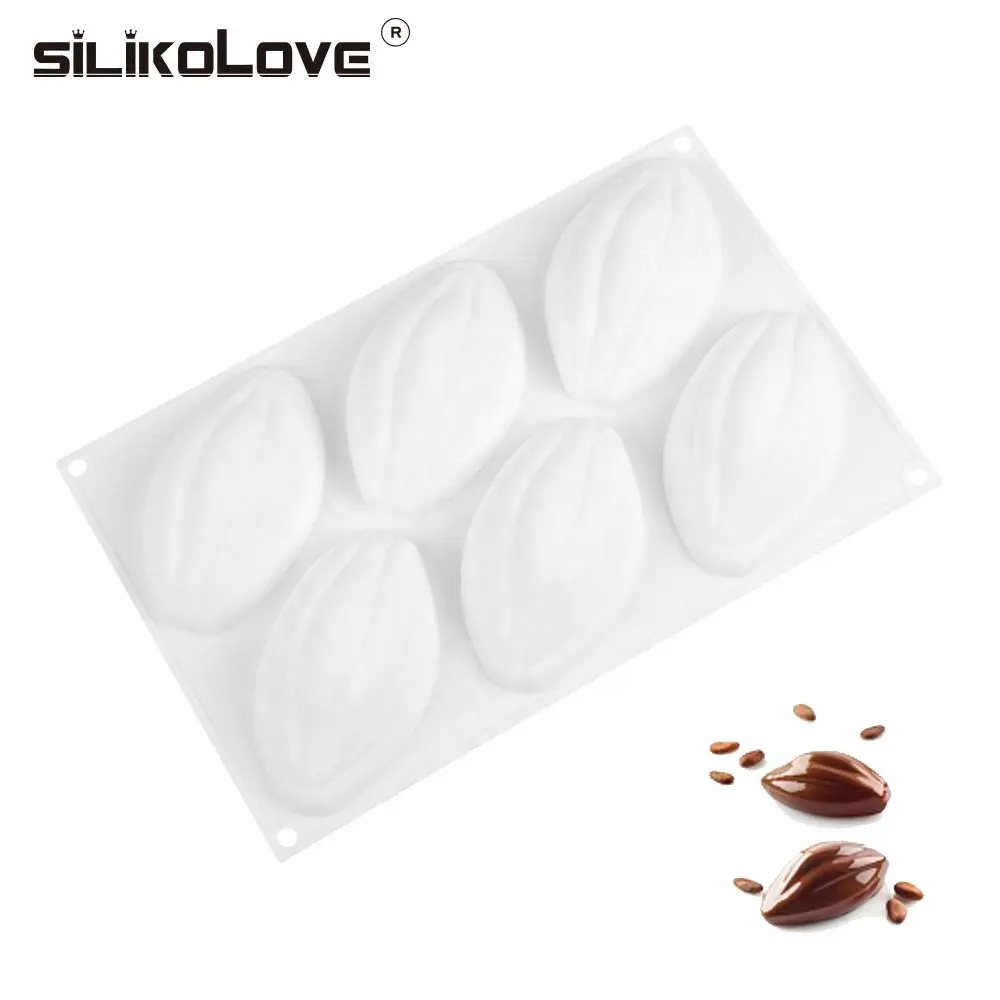 SILIKOLOVE 3D 코코아 모양 실리콘 금형 6 캐비티 디저트 팬 bakeware 과자 금형
