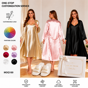 Conjunto <span class=keywords><strong>de</strong></span> <span class=keywords><strong>batas</strong></span> <span class=keywords><strong>de</strong></span> satén personalizadas para damas <span class=keywords><strong>de</strong></span> honor, bata <span class=keywords><strong>de</strong></span> la mañana para fiesta <span class=keywords><strong>de</strong></span> bodas con pantuflas, caja <span class=keywords><strong>de</strong></span> regalo personalizada - Product Image 1