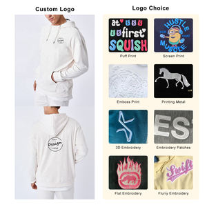 Blanc personnalisé sérigraphie coton français éponge cordon pull à capuche surdimensionné épais unisexe coton de haute qualité - Product Image 3