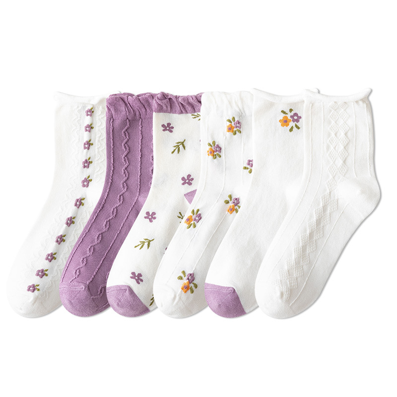 Японские Женские Прозрачные Цветочные жаккардовые красивые цветы, Модные Шелковые эластичные женские кружевные носки с цветами