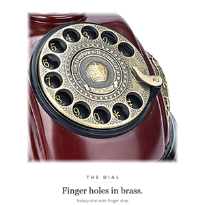 Téléphone rotatif vintage en laiton rouge foncé, téléphone filaire antique avec cordon enroulé - Product Image 6