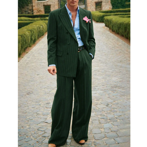 Abiti a righe da <span class=keywords><strong>uomo</strong></span> blu scuro 2 pezzi <span class=keywords><strong>elegante</strong></span> abbigliamento da lavoro alla moda abiti da festa da <span class=keywords><strong>uomo</strong></span> pantaloni Blazer Costume da <span class=keywords><strong>uomo</strong></span> smoking - Product Image 6