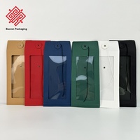 Baoren umwelt freundliche orange große Fenster transparente Kraft papiertüte ver siegel bare Verschluss perforierte Dokument umschlag Film Craft