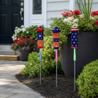 Lampes solaires LED patriotiques d'extérieur, étanches IP65, en forme de drapeau américain, à piquet, à faisceau réglable à 360°
