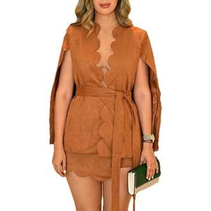 Conjunto de Dos Piezas Personalizado para Mujer 2026, Top Sin Mangas con Volantes y Pantalones Cortos, Atuendo Elegante Estilo Y2K, Tela Crepé - Product Image 4