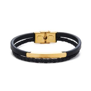 Brazalete de Cuero con Baño de Oro de 18k, a Prueba de Agua, con Ajuste Seguro e Irrompible, para Hombre, un Accesorio de Moda - Product Image 1