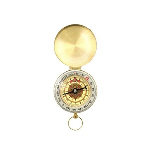 Boussole de randonnée en plein air en laiton, analogique, lumineuse, type montre de poche, guide de pointage, avec anneau de suspension pour le camping et l'alpinisme - Product Image 5