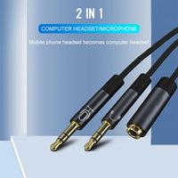 Séparateur de casque pour ordinateur 3.5mm femelle à 2 double 3.5mm mâle micro AUX Audio câble séparateur casque vers ordinateur portable adaptateur