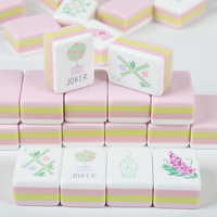 Jeu de Mahjong Portable en Acrylique Épais Or Rose avec Logo Personnalisé Américain Gravé – Idéal pour Cadeau ou Divertissement de Table