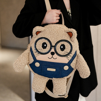 Sac à dos en peluche mignon de qualité supérieure pour femmes, sac de voyage en peluche moelleux de grande capacité, sac d'école de dessin animé Kawaii