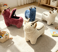 Tabouret de rangement créatif en peluche en forme de mouton avec roulettes, siège pour enfant pour changer de chaussures à la maison, pour le salon