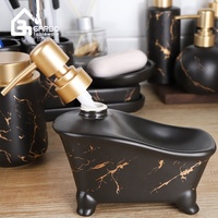 Cadeau en céramique Ensemble d'accessoires de salle de bain Cinq pièces Marbre Amérique Porcelaine noire Ensembles d'accessoires de salle de bain Liquidation pour la maison