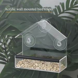 Mangeoire à oiseaux en acrylique transparent | En forme de maison, support à ventouse, conception transparente pour l'observation des oiseaux - Product Image 2