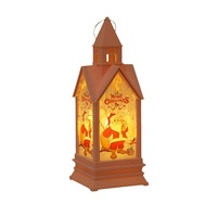 Lanterne LED de Noël vintage style église avec imprimés festifs pour décoration rustique – Lampe de nuit en forme de grand clocher