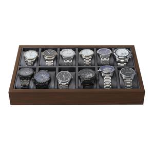 Grande boîte de rangement pour montres, vente en gros de haute qualité, 6 12 24 30 emplacements, plateaux d'affichage pour montres à grain de bois en noyer - Product Image 1
