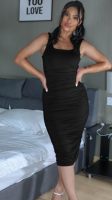 Venta caliente Vestido de alta calidad Mujeres Estilo elegante Vendaje Fruncido Midi Frente abierto Sin espalda Vestido sexy