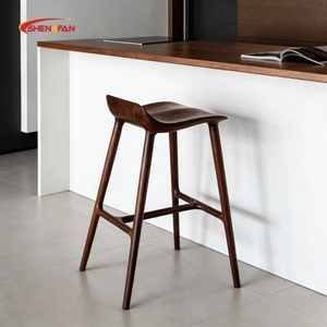 Tabouret de bar sans accoudoirs en bois de frêne <span class=keywords><strong>scandinave</strong></span>, repose-pieds, hôtel, café, restaurant, mobilier de loisirs, chaises de bar rembourrées - Product Image 2