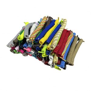 Lacets de sport YUSEN NFDA6926 à enroulement rapide, couleur néon, élastiques, spirale bouclée, sans nœuds, 4mm*14cm, en caoutchouc latex et polyester - Product Image 3