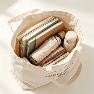 Double Side Print Custom Canvas <b>Tote</b> Bag Reusable <b>Tote</b> with Custom Logo & Design for School Daily <b>Travel</b> - Product Image 3