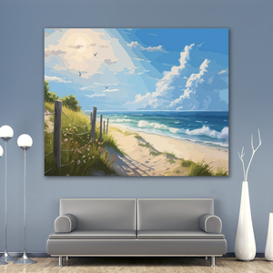 Pittura con <span class=keywords><strong>numeri</strong></span> cielo <span class=keywords><strong>blu</strong></span> paesaggio spiaggia scenario Diy pittura ad olio da <span class=keywords><strong>numeri</strong></span> di pittura digitale Kit di decorazione per la casa per i bambini - Product Image 2
