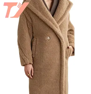 TUOYI Nouvelle mode féminine <span class=keywords><strong>oversize</strong></span> Fit boutonné <span class=keywords><strong>Long</strong></span> <span class=keywords><strong>manteau</strong></span> en fausse fourrure entièrement doublé Teddy - Product Image 1