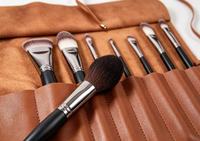 Kotak Rol Kuas Makeup Kulit PU 32 PCS Set Kuas Kosmetik dengan Kantong Penyimpanan Organizer Perjalanan