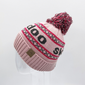 Lông cừu lót Nhiệt Mùa Đông thể thao Jacquard đan trẻ em trường Pom Beanie lớn Bobble mũ với biểu tượng tùy chỉnh - Product Image 5
