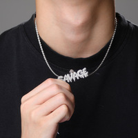 Collier pour homme Hip Hop SANAGE avec pendentif lettre micro-pavé CZ Iced Out, bijou tendance pour rappeur, accessoire de mode
