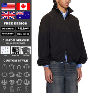 Chaqueta KingSen para Hombre, Estilo Oversize con Hombros Caídos, Cierre de Cremallera Bidireccional, Cuello Alto Vintage, Estilo Urbano, Puños Elásticos, Impermeable, Tipo Bomber - Product Image 2