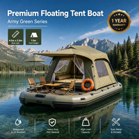 Bateau de pêche gonflable professionnel avec auvent rétractable, protection UV, plancher en Drop Stitch, bateau motorisé pour la pêche à la dérive et le camping, 2-6 personnes