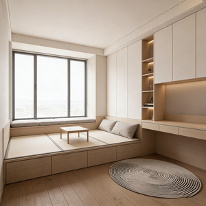 Juego de Dormitorio Tatami Reclinable de Madera Maciza Personalizado con Armario para Apartamento y Hotel, Diseño Moderno - Product Image 4