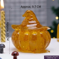Ornement sculpté en résine cristalline, motif citrouille de Noël et maison de sorcière, bol à bonbons violet, décoration d'intérieur avec gravier
