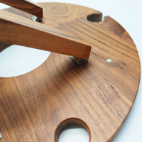 Table de pique-nique pliante d'extérieur en bois d'acacia massif, design rustique, portable, pour parc, vin, snacks, fromages, 40x40x20cm