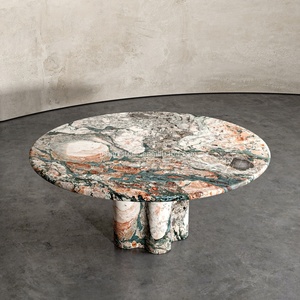 <span class=keywords><strong>Table</strong></span> à <span class=keywords><strong>manger</strong></span> <span class=keywords><strong>ronde</strong></span> blanche Carrara populaire <span class=keywords><strong>marbre</strong></span> résistant aux intempéries pour l'extérieur jardin et patio - Product Image 4