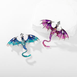 ビンテージ漫画ドラゴンブローチメンズスーツコートアクセサリーピンジュエリーコサージュ安全金属クラフトエナメルラペルピン - Product Image 5