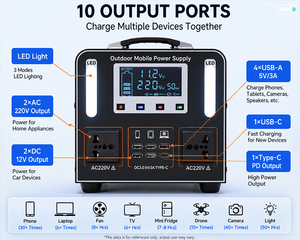 500W Portable Generator 160000mAh 512WH LiFePO4 Power Bank with 30W Type-C PD USB QC for Laptop Phone <b>Charger</b> - Product Image 5