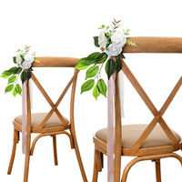 Chaise de mariage rose dos fleur ruban en forme de bande artificielle simulée en plastique soie fleur événement fête mur Table décoration