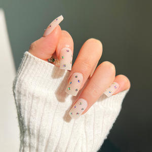 Esmalte de <span class=keywords><strong>uñas</strong></span> cuadrado, 24 unidades, estilo francés, Morado, blanco, <span class=keywords><strong>Margarita</strong></span> - Product Image 4