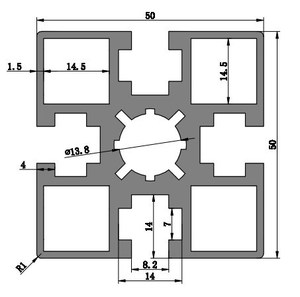 Fournisseur direct d'usine - Profilé en aluminium standard national 5050f - Équipement d'automatisation industrielle - Cadre de machine en aluminium - 50*50 - Product Image 2
