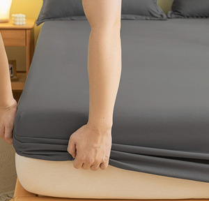 Thân thiện với da đơn màu đàn hồi trải giường 100% polyester được trang bị tấm và gối để sử dụng nhà - Product Image 3