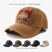 Casquette de baseball unisexe anti-UV 6 panneaux en coton 100% avec broderie mécanique antique et motif texte alphanumérique, ajustable